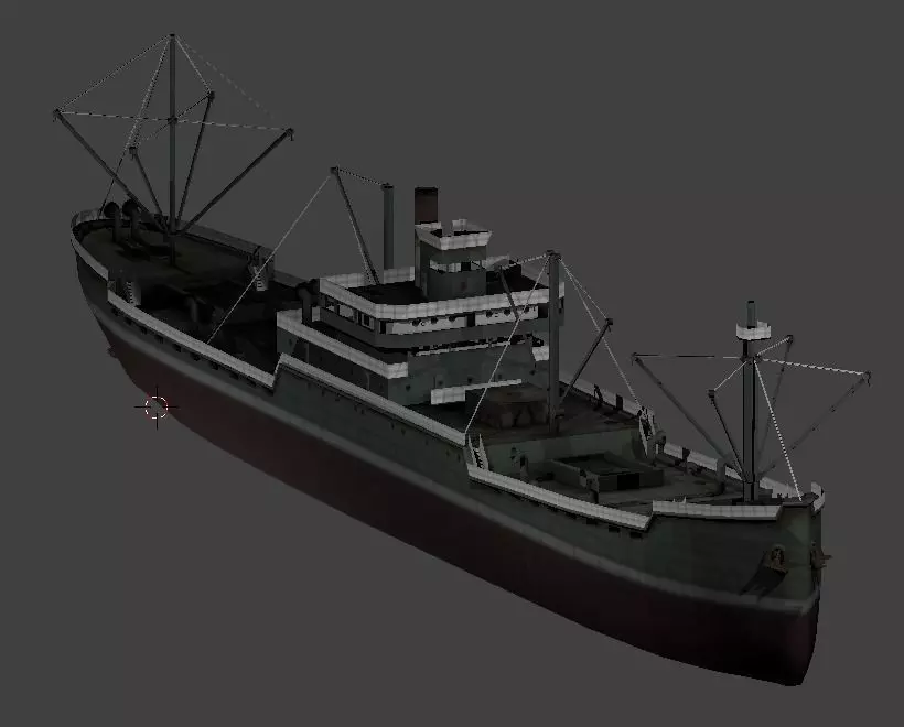 Japanese Merchant Ship Low-poly 3D model_0
