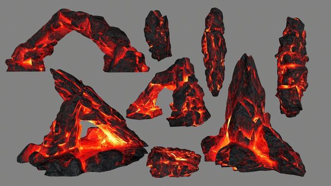 lava rocks  Low-poly 3D model