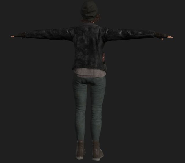 PBR female survivor Low-poly 3D model_5
