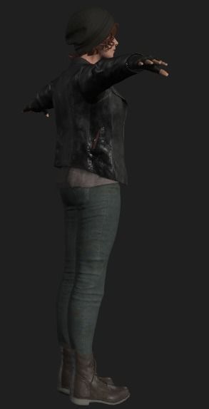 PBR female survivor Low-poly 3D model_6