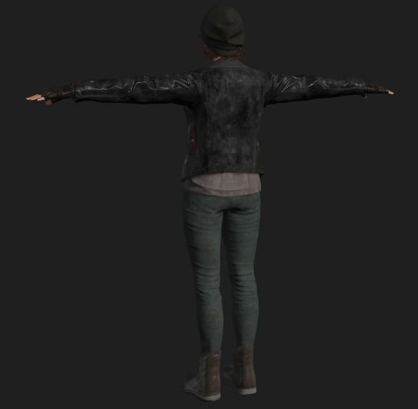 PBR female survivor Low-poly 3D model_4