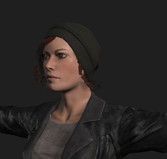 PBR female survivor Low-poly 3D model_9