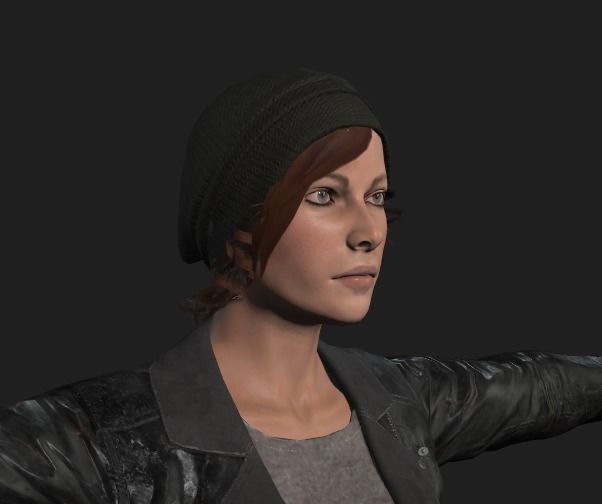PBR female survivor Low-poly 3D model_8
