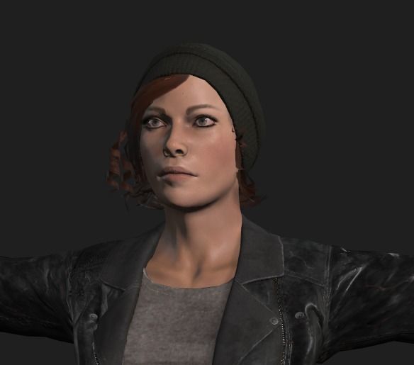 PBR female survivor Low-poly 3D model_7