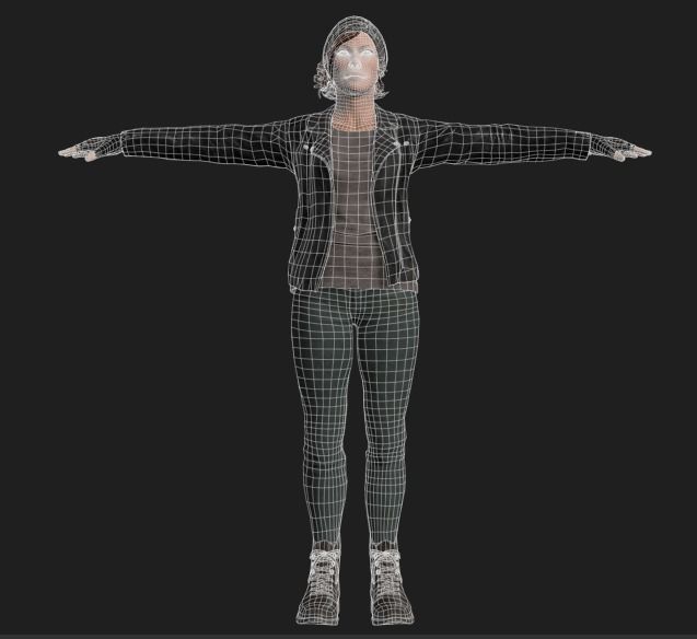PBR female survivor Low-poly 3D model_12