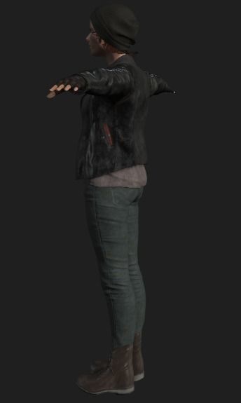 PBR female survivor Low-poly 3D model_3