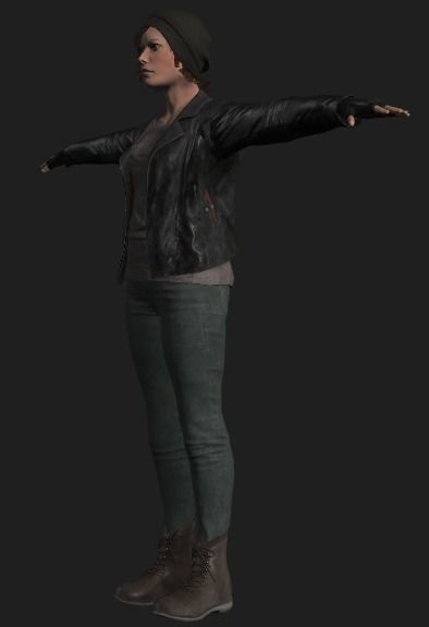 PBR female survivor Low-poly 3D model_2