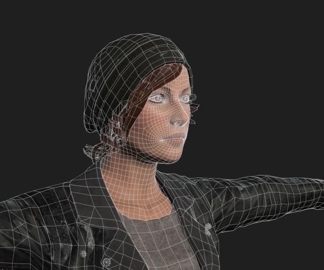 PBR female survivor Low-poly 3D model_10