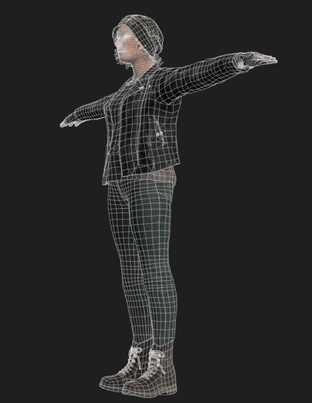 PBR female survivor Low-poly 3D model_14