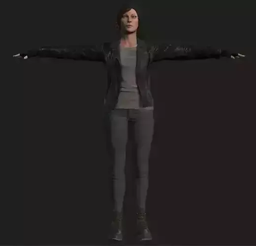 PBR female survivor Low-poly 3D model