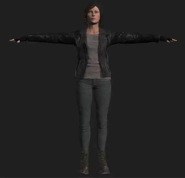 PBR female survivor Low-poly 3D model_0