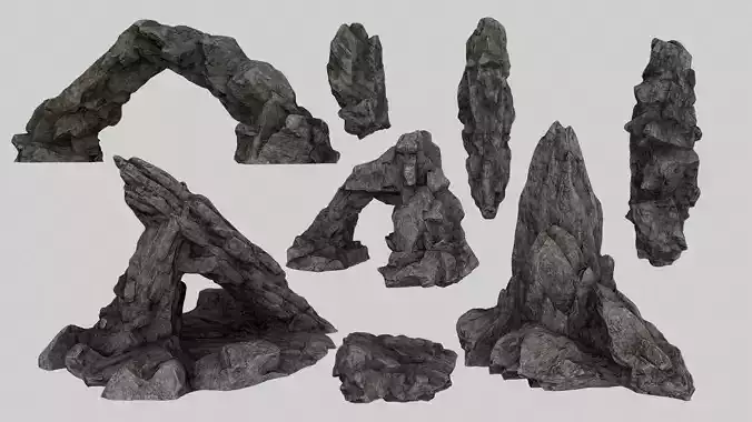 rocks set of in shapes