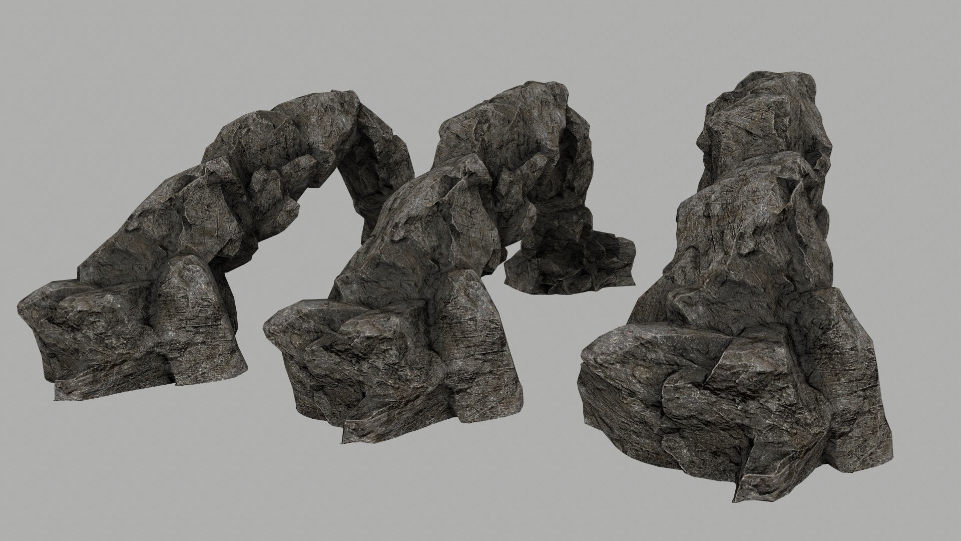 rocks set of in shapes Low-poly 3D model_3