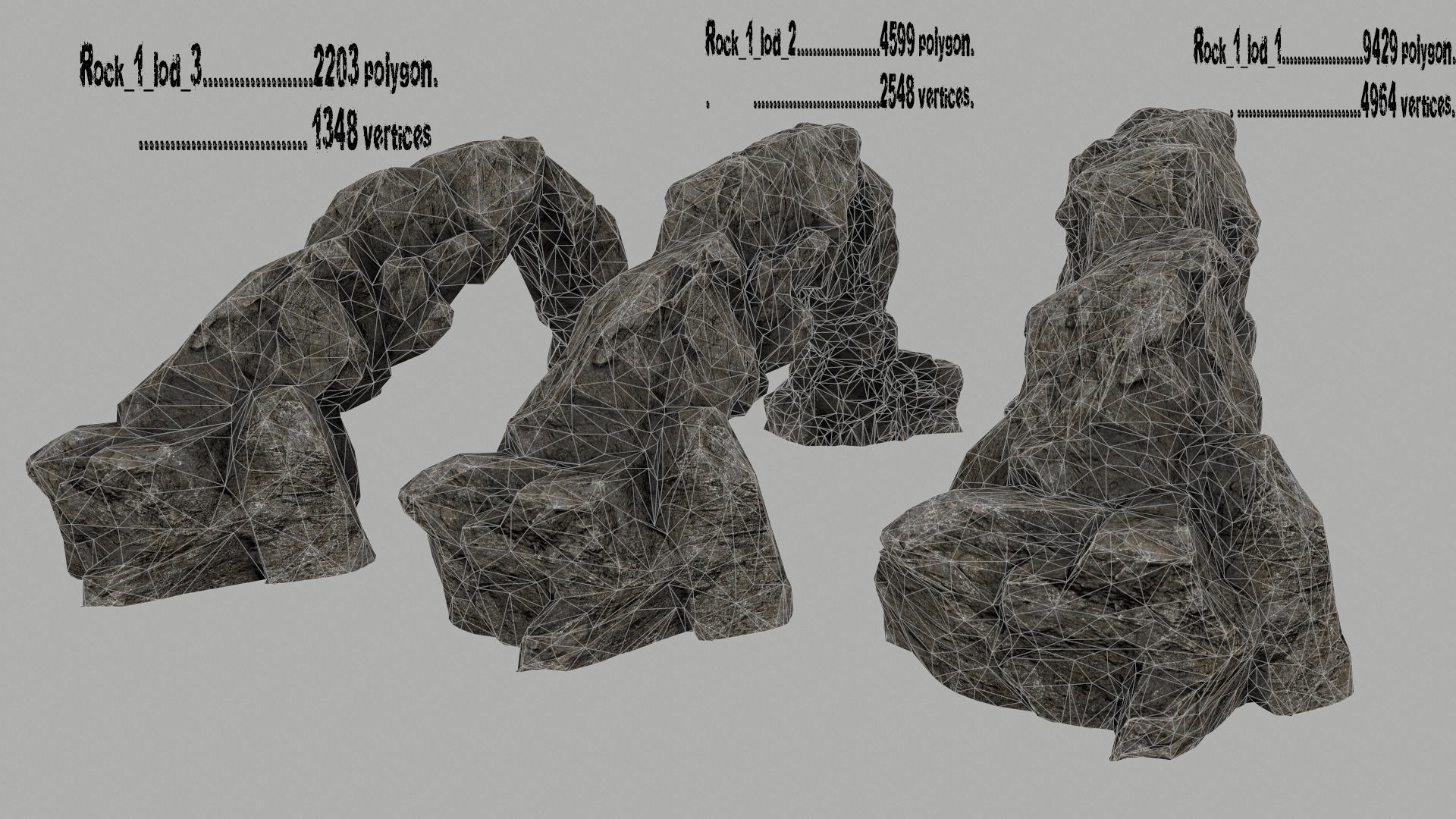 rocks set of in shapes Low-poly 3D model_4