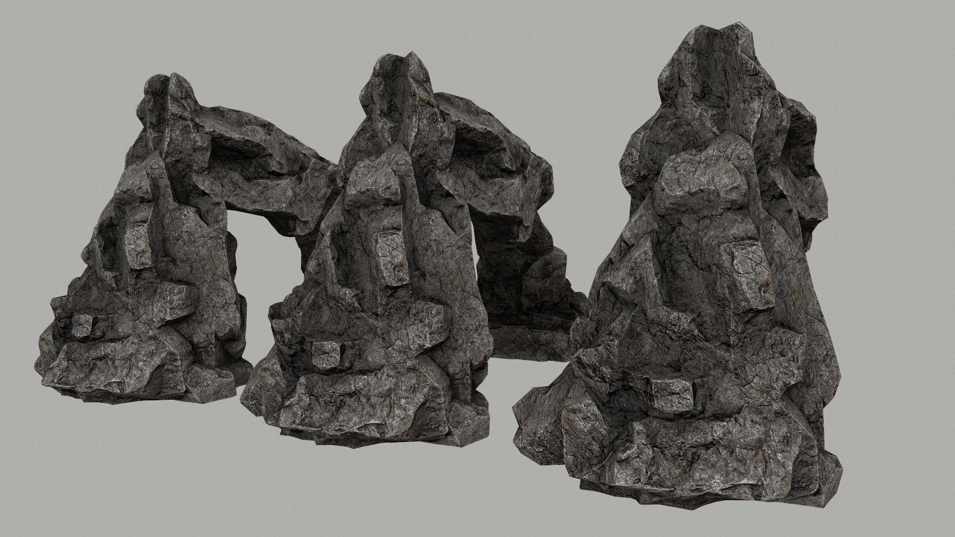 rocks set of in shapes Low-poly 3D model_5