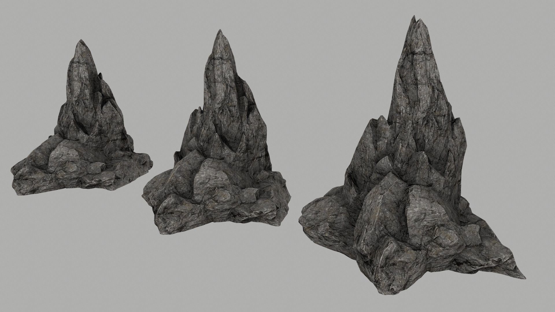rocks set of in shapes Low-poly 3D model_11