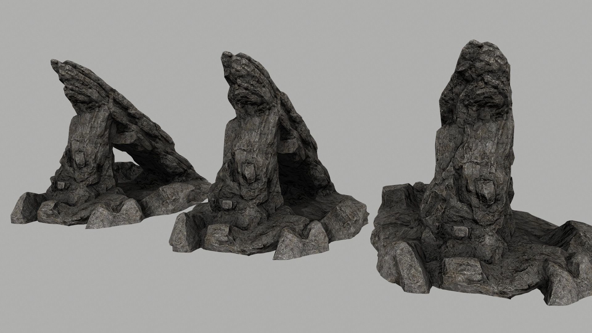 rocks set of in shapes Low-poly 3D model_7