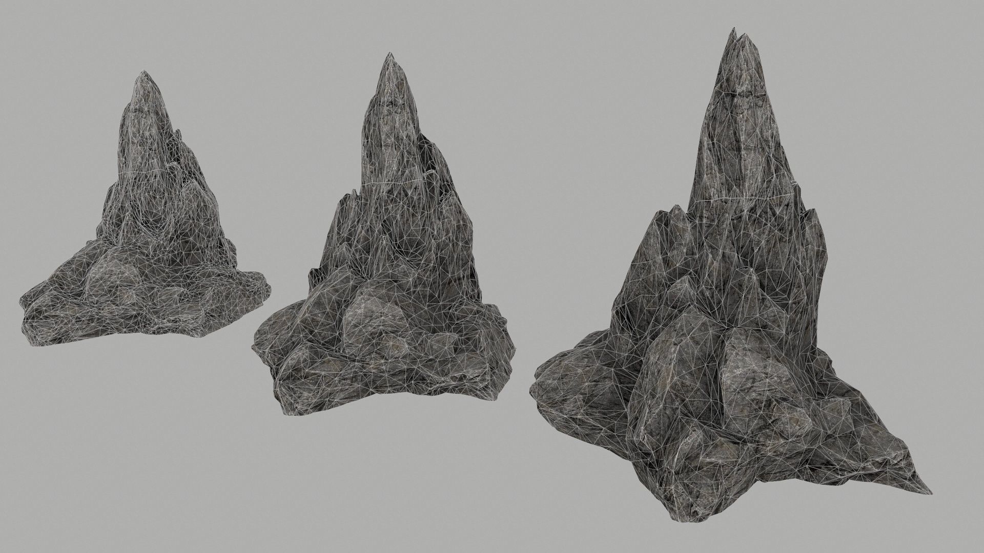 rocks set of in shapes Low-poly 3D model_12