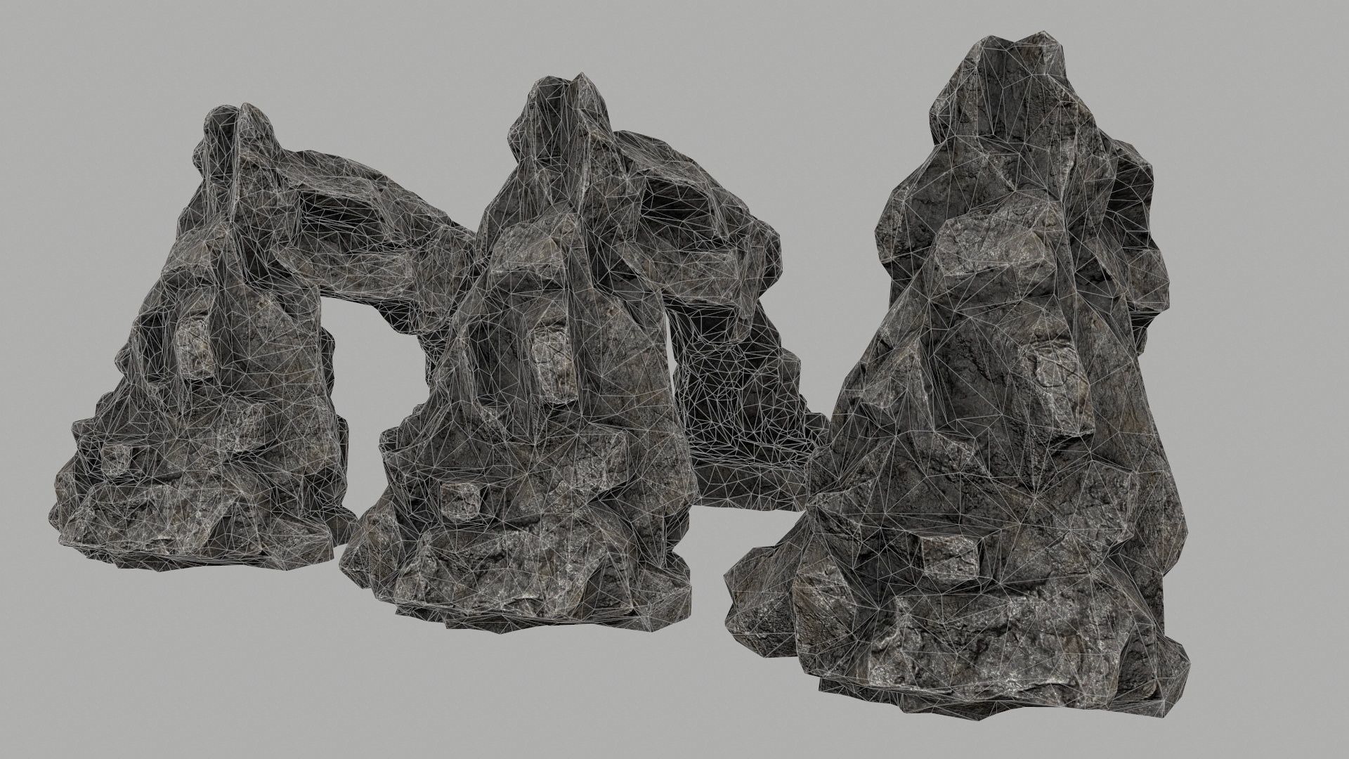 rocks set of in shapes Low-poly 3D model_6