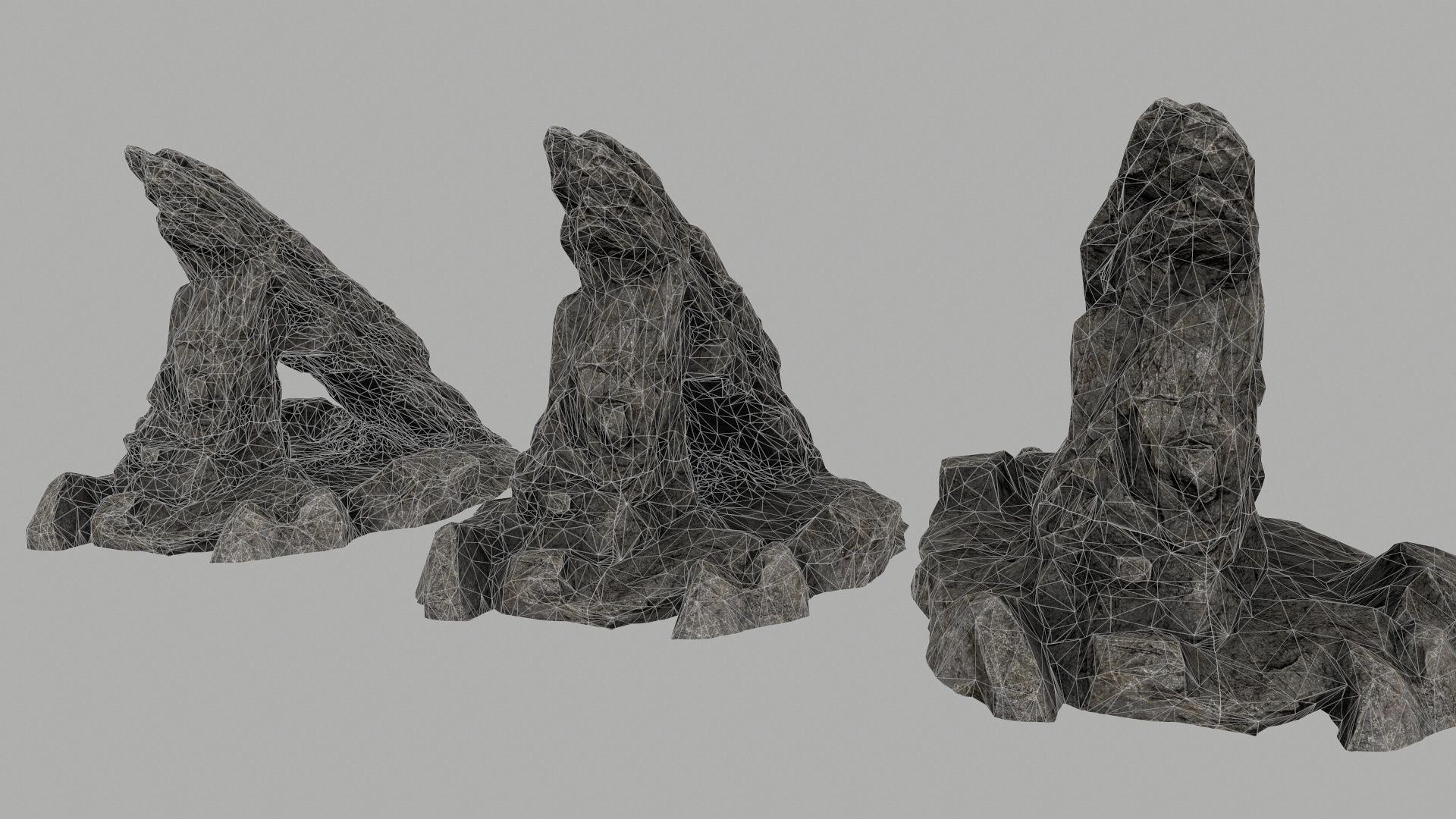 rocks set of in shapes Low-poly 3D model_8