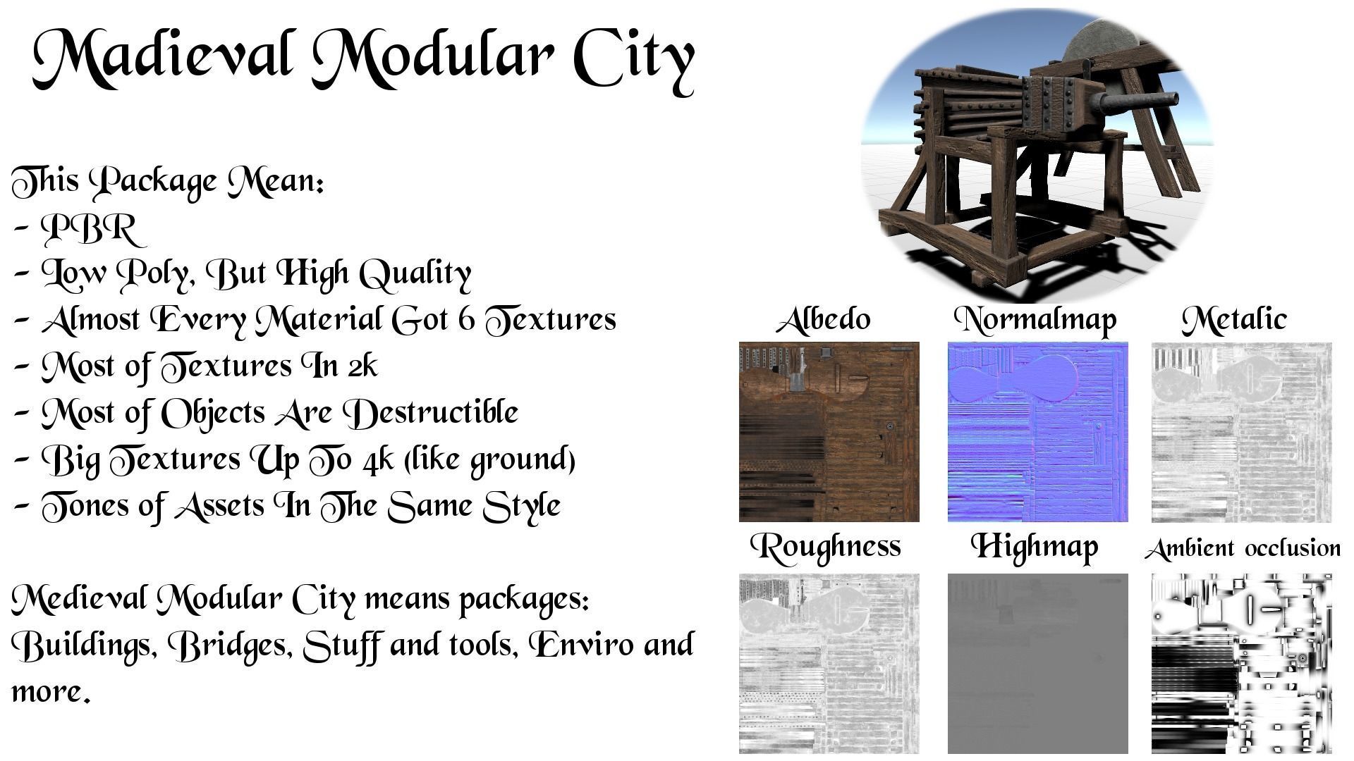 Medieval Modular City - Environment Low-poly 3D model_3