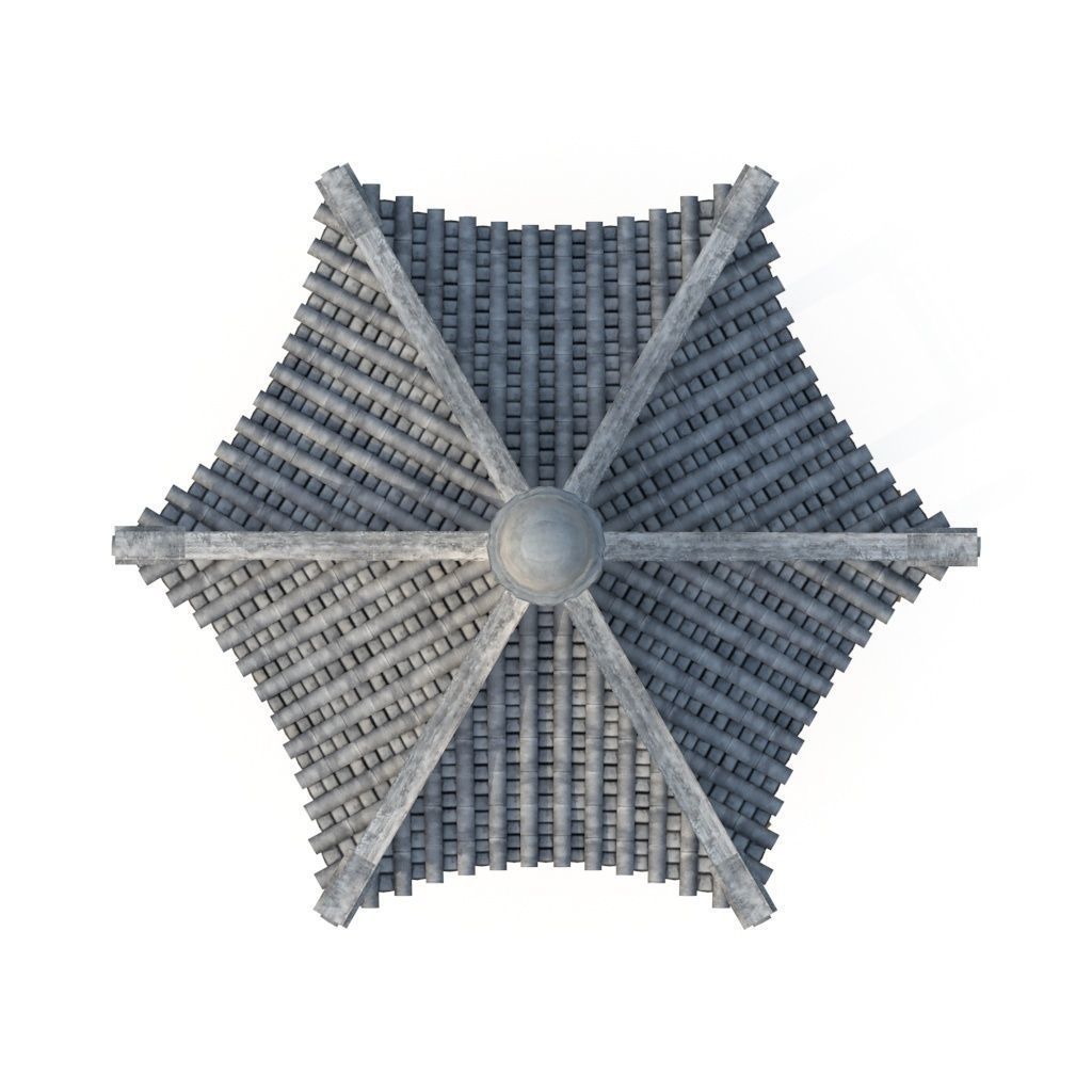 Ancient Chinese Architecture   Six corner Pavilion Low-poly 3D model_1