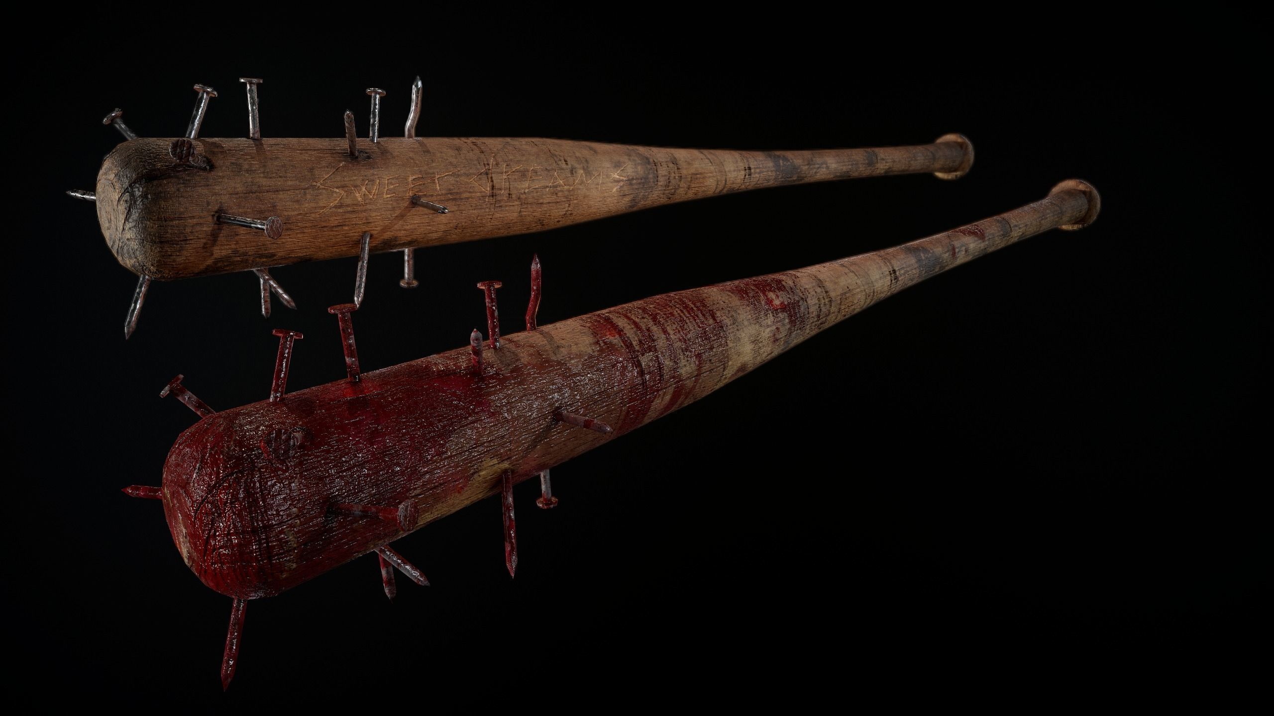 Nailed Bat Post Apocalypse PBR Low-poly 3D model_2