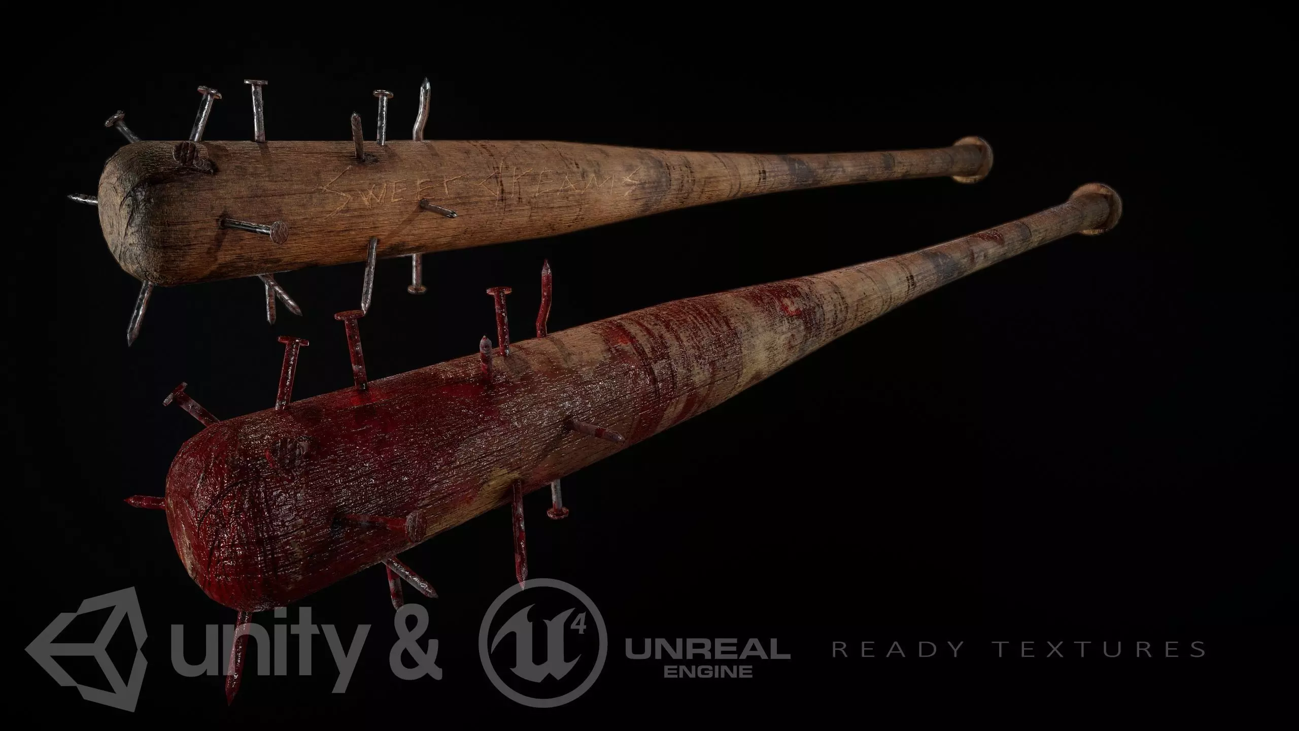 Nailed Bat Post Apocalypse PBR Low-poly 3D model_0