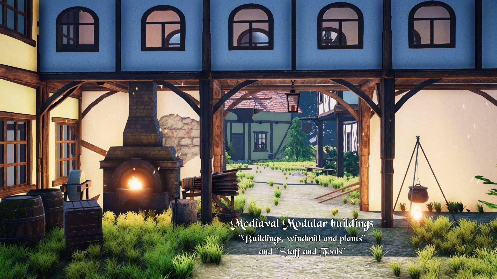 Medieval Modular City - Bridge and ground Low-poly 3D model_7