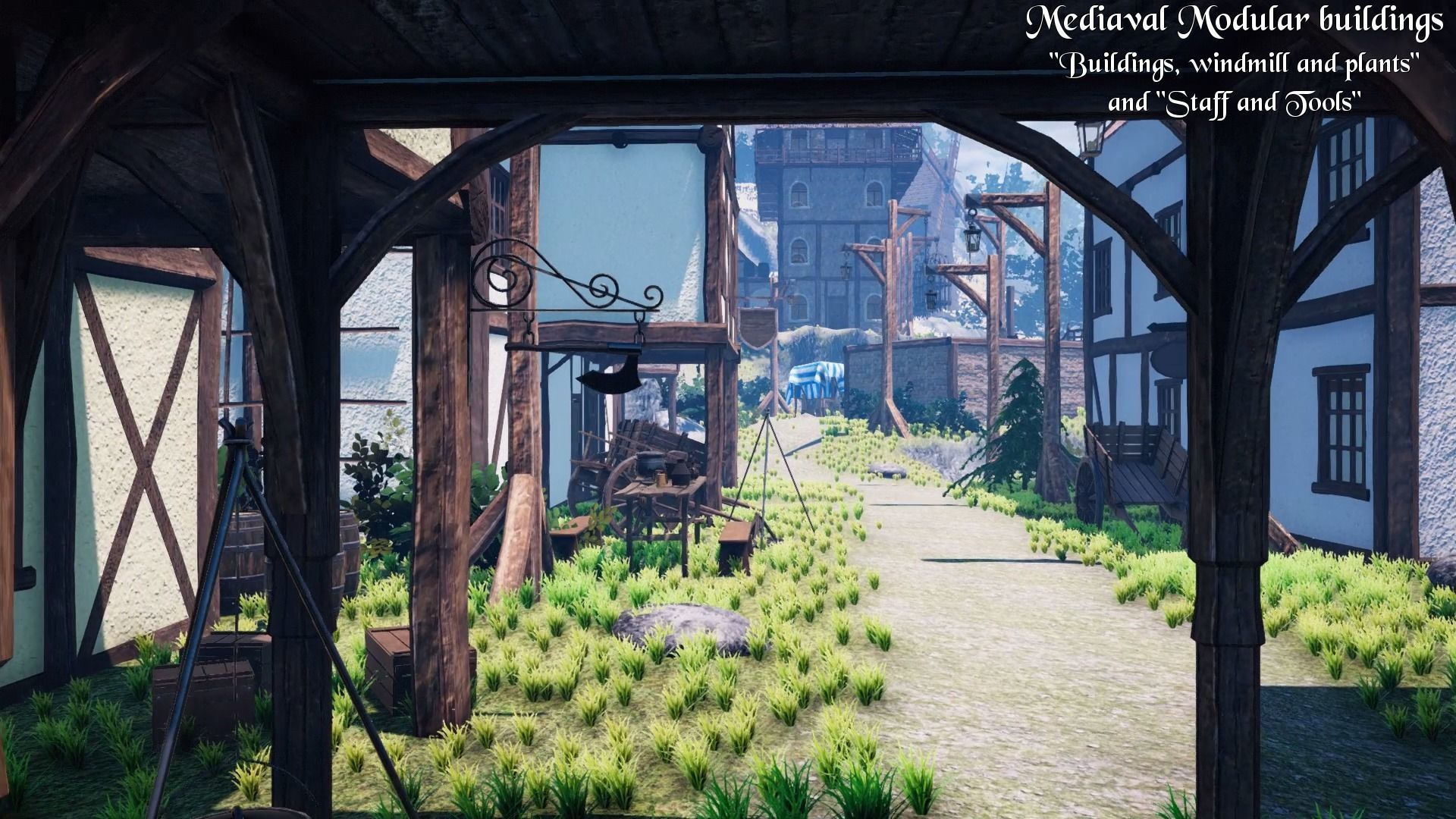 Medieval Modular City - Bridge and ground Low-poly 3D model_6