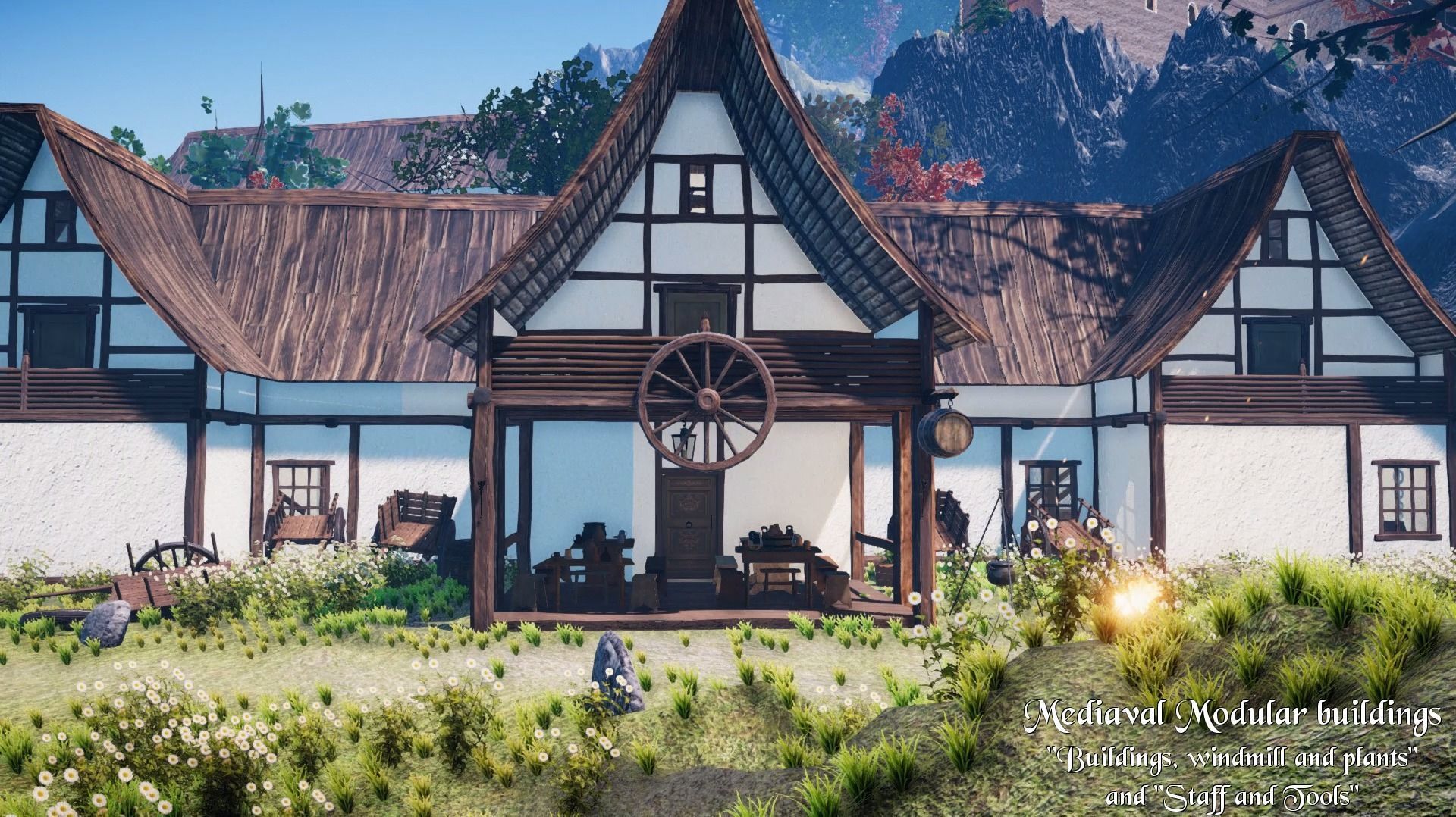 Medieval Modular City - Bridge and ground Low-poly 3D model_35