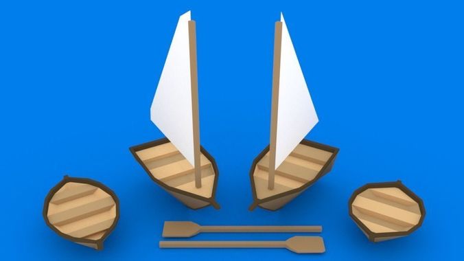 Low Poly Boats Kit Low-poly 3D model
