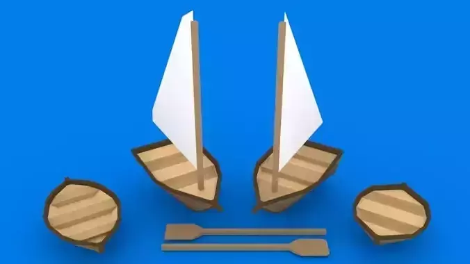 Low Poly Boats Kit Low-poly 3D model