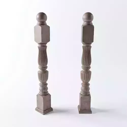 Ballustrade pair of wooden pillars