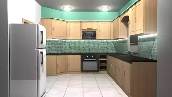 Kitchen with walls and appliances