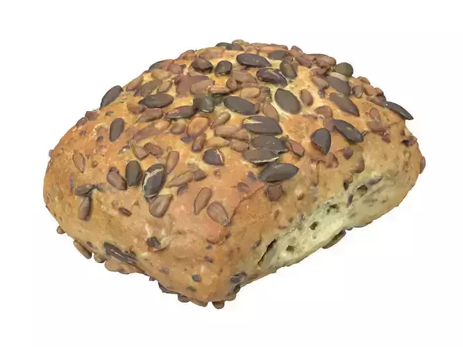 Photorealistic Pumpkin Seed Bread Roll 3D Scan