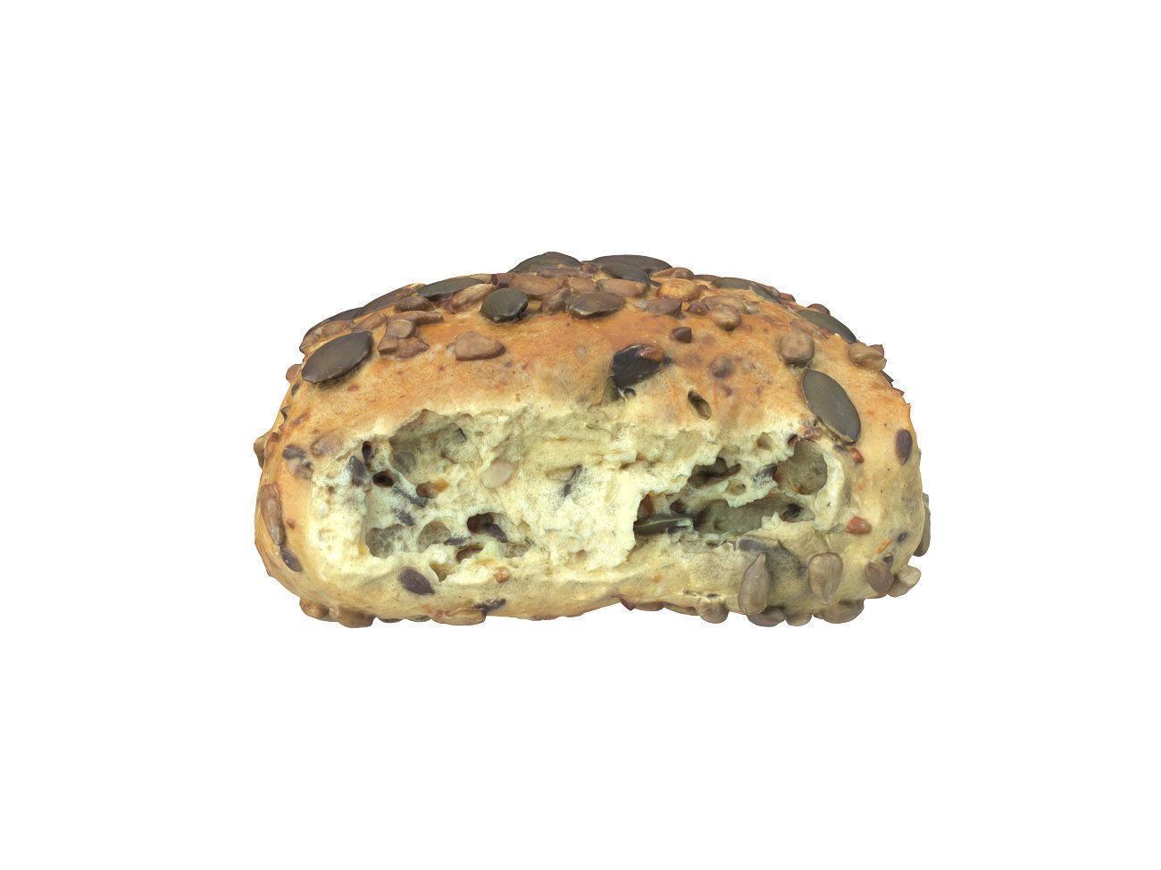 Photorealistic Pumpkin Seed Bread Roll 3D Scan 3D model_2