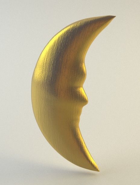 Crescent Moon Low-poly 3D model_5