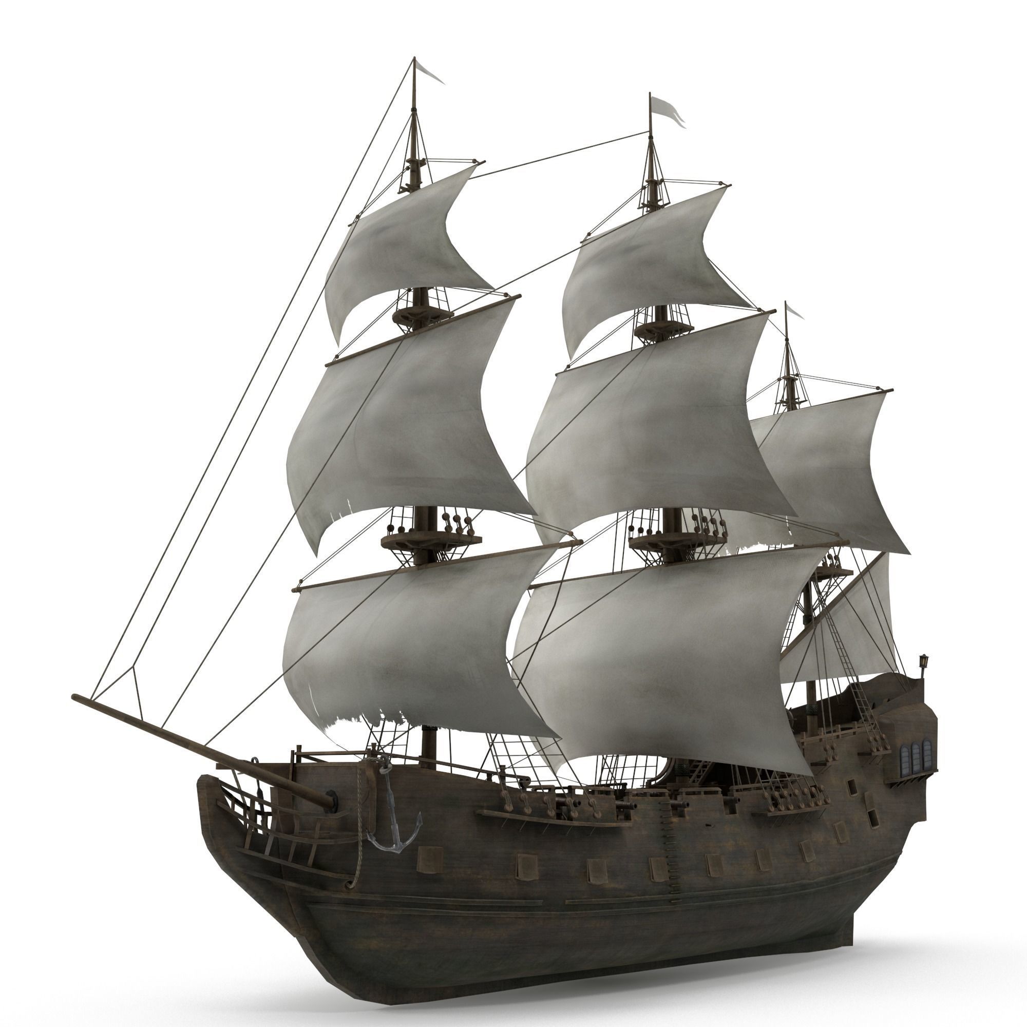 Sailboat Galleon - GameReady Low-poly 3D model_3