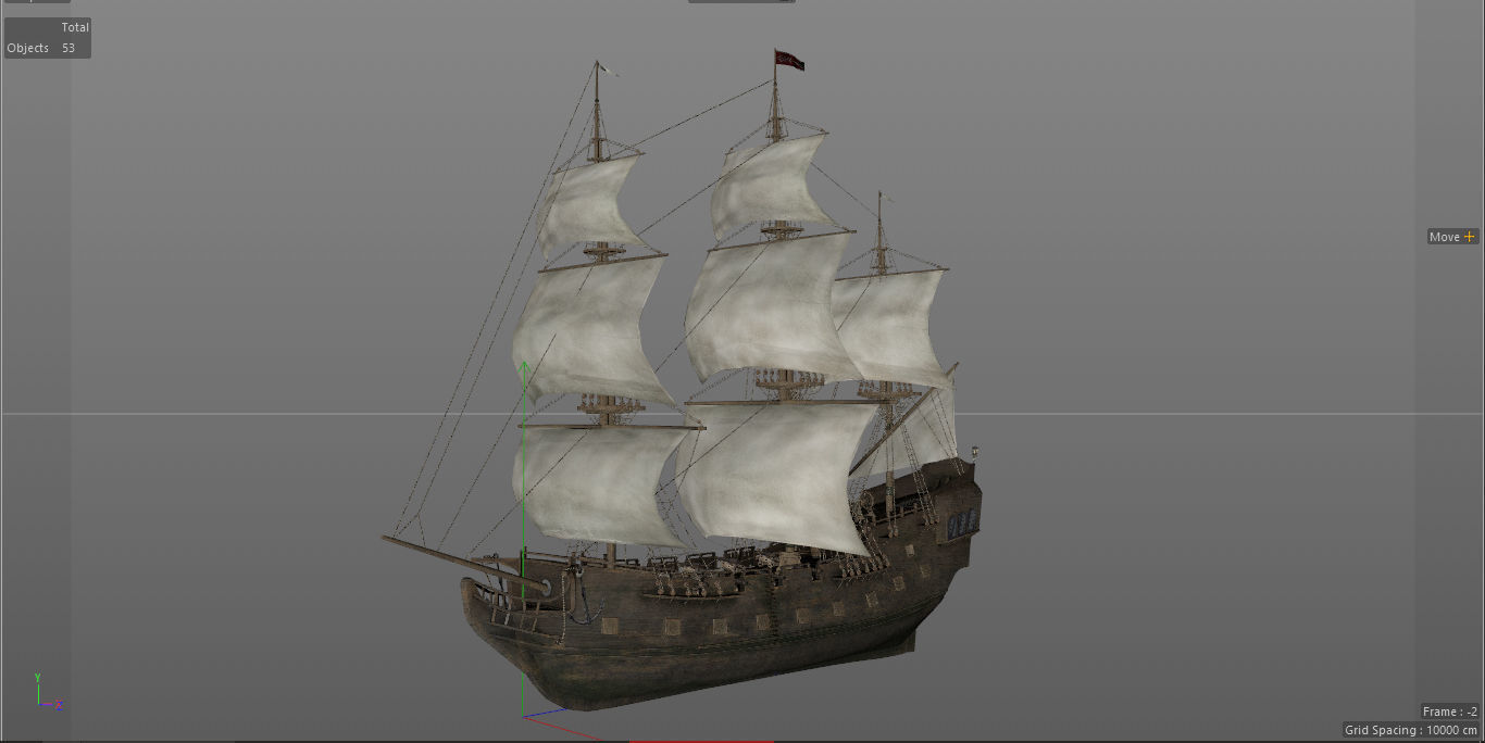 Sailboat Galleon - GameReady Low-poly 3D model_20