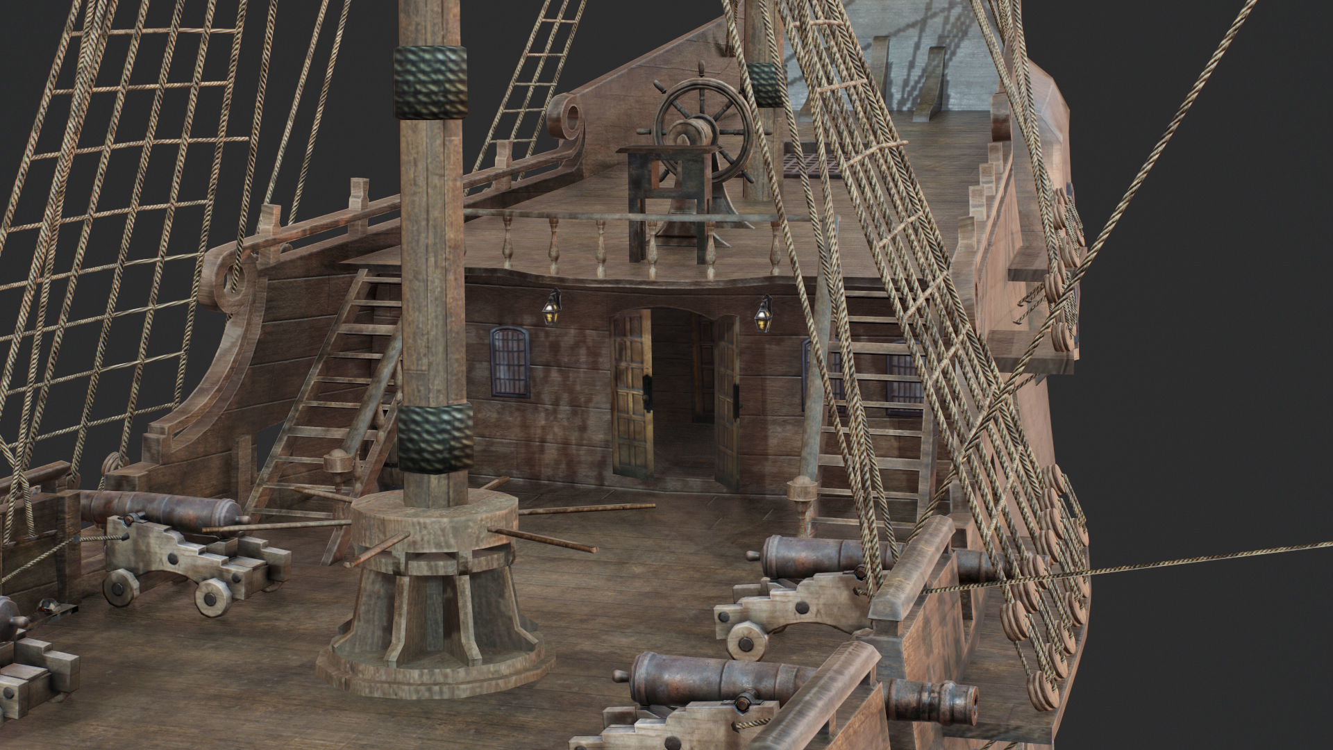 Sailboat Galleon - GameReady Low-poly 3D model_10