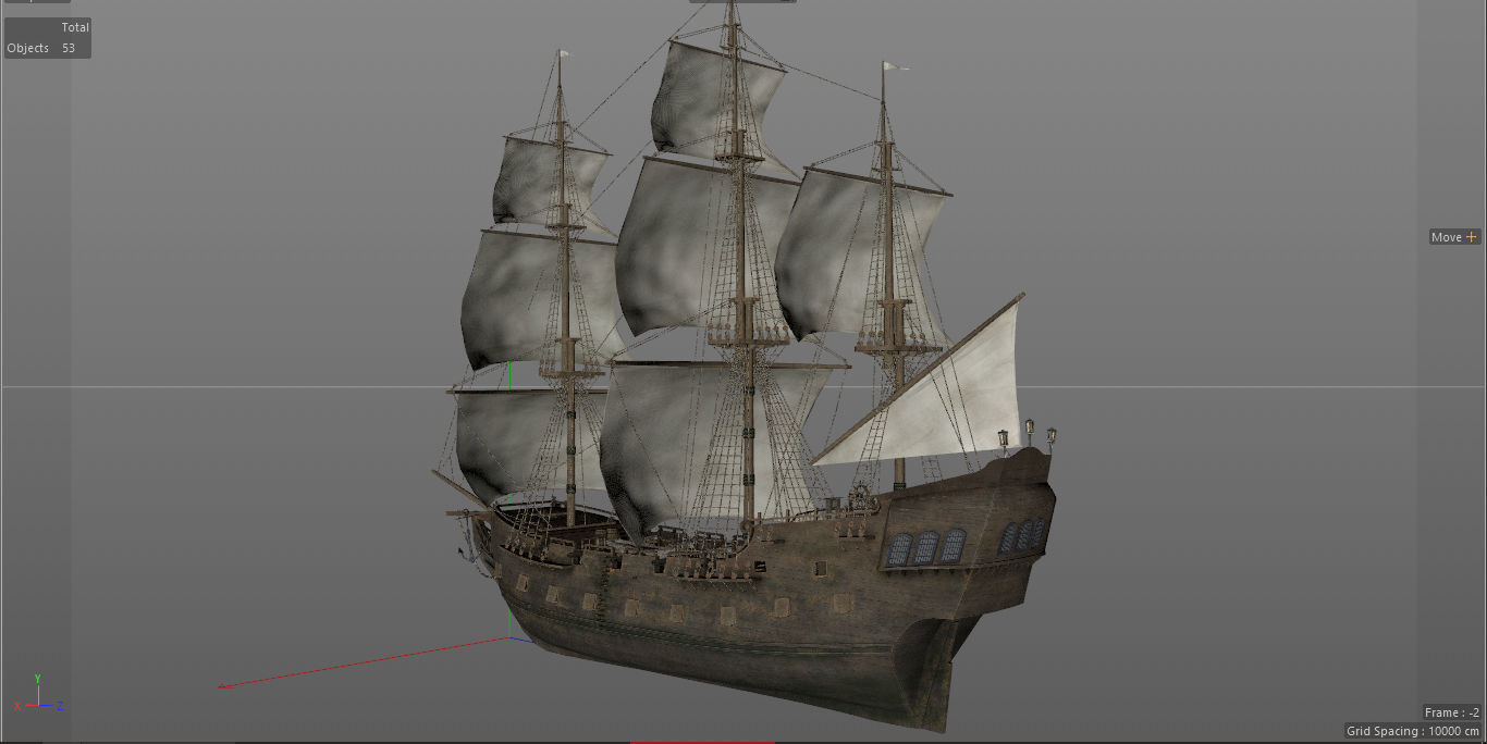 Sailboat Galleon - GameReady Low-poly 3D model_21