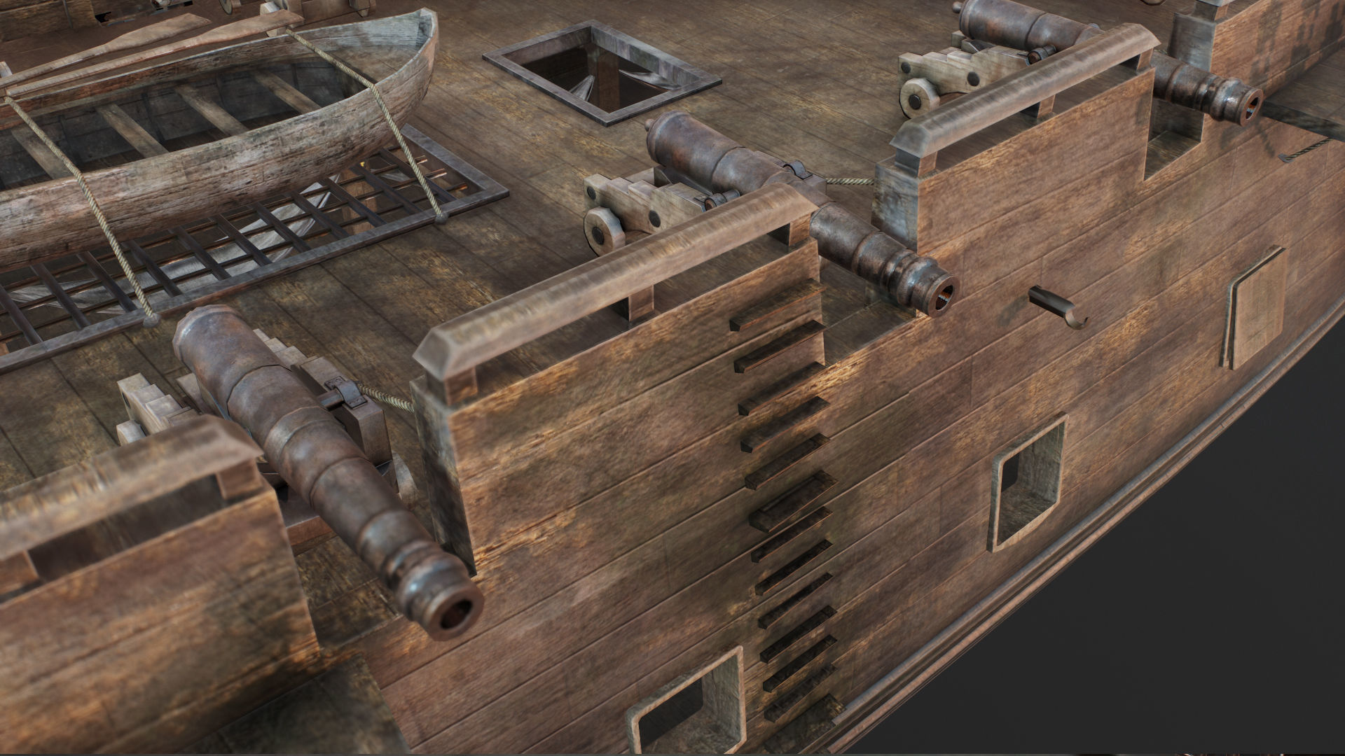 Sailboat Galleon - GameReady Low-poly 3D model_11