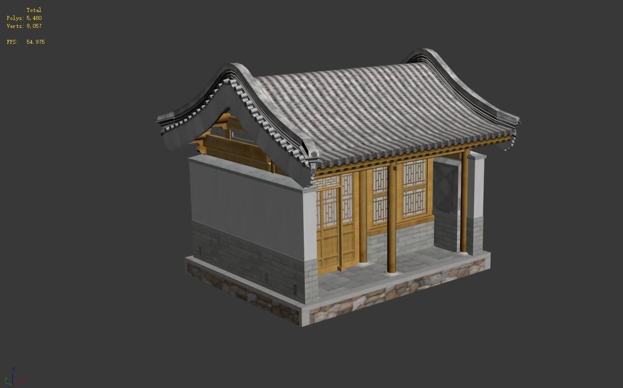 Ancient Chinese Architecture Distribution room 01 Low-poly 3D model_12