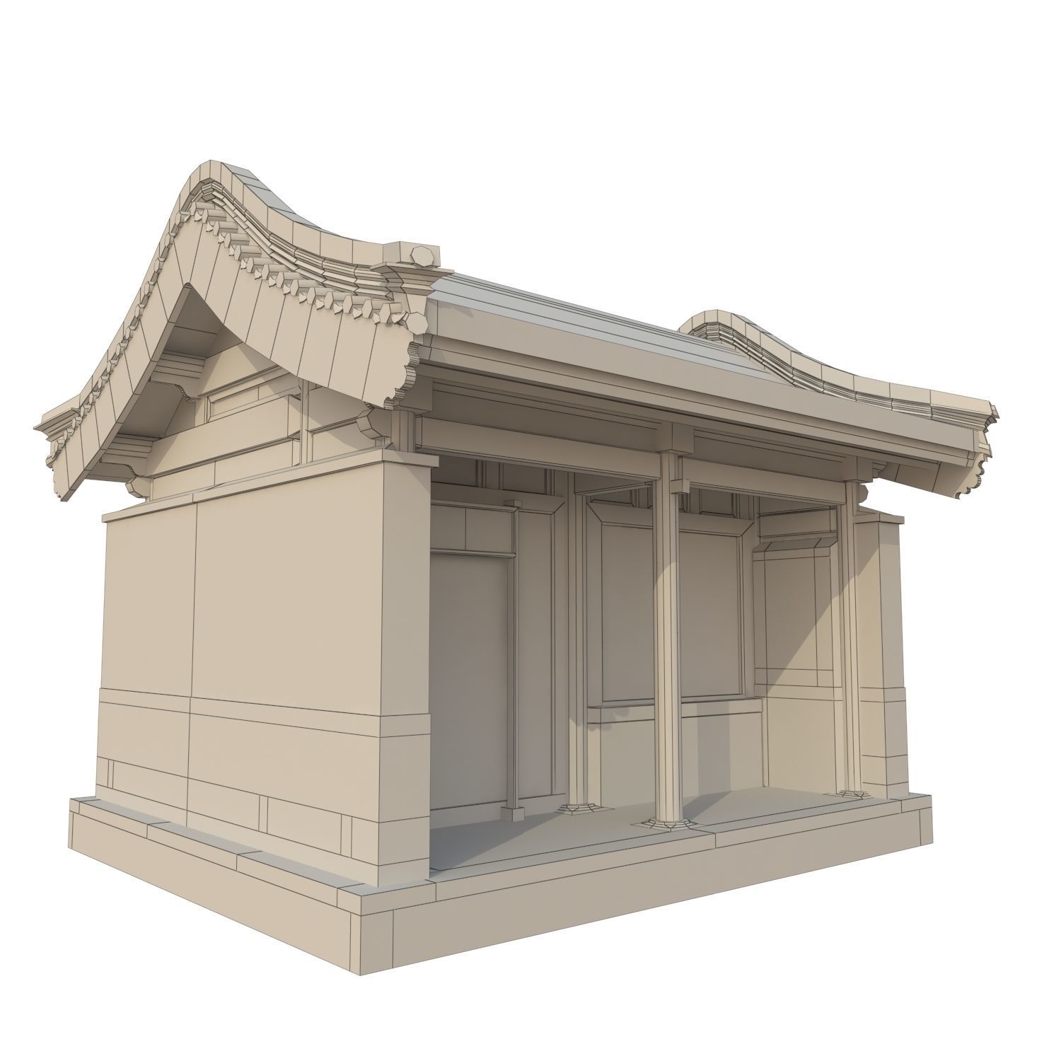 Ancient Chinese Architecture Distribution room 01 Low-poly 3D model_9