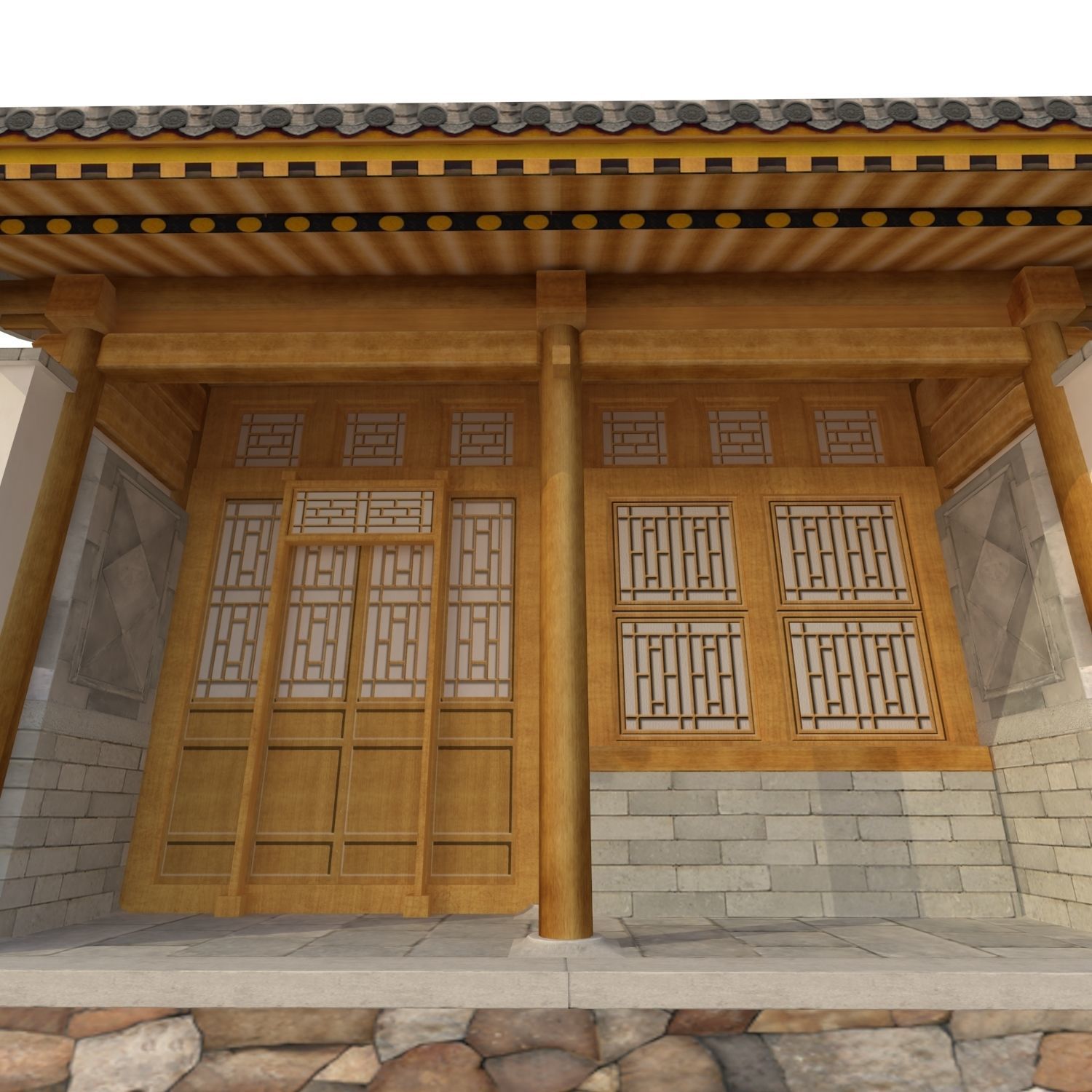 Ancient Chinese Architecture Distribution room 01 Low-poly 3D model_10