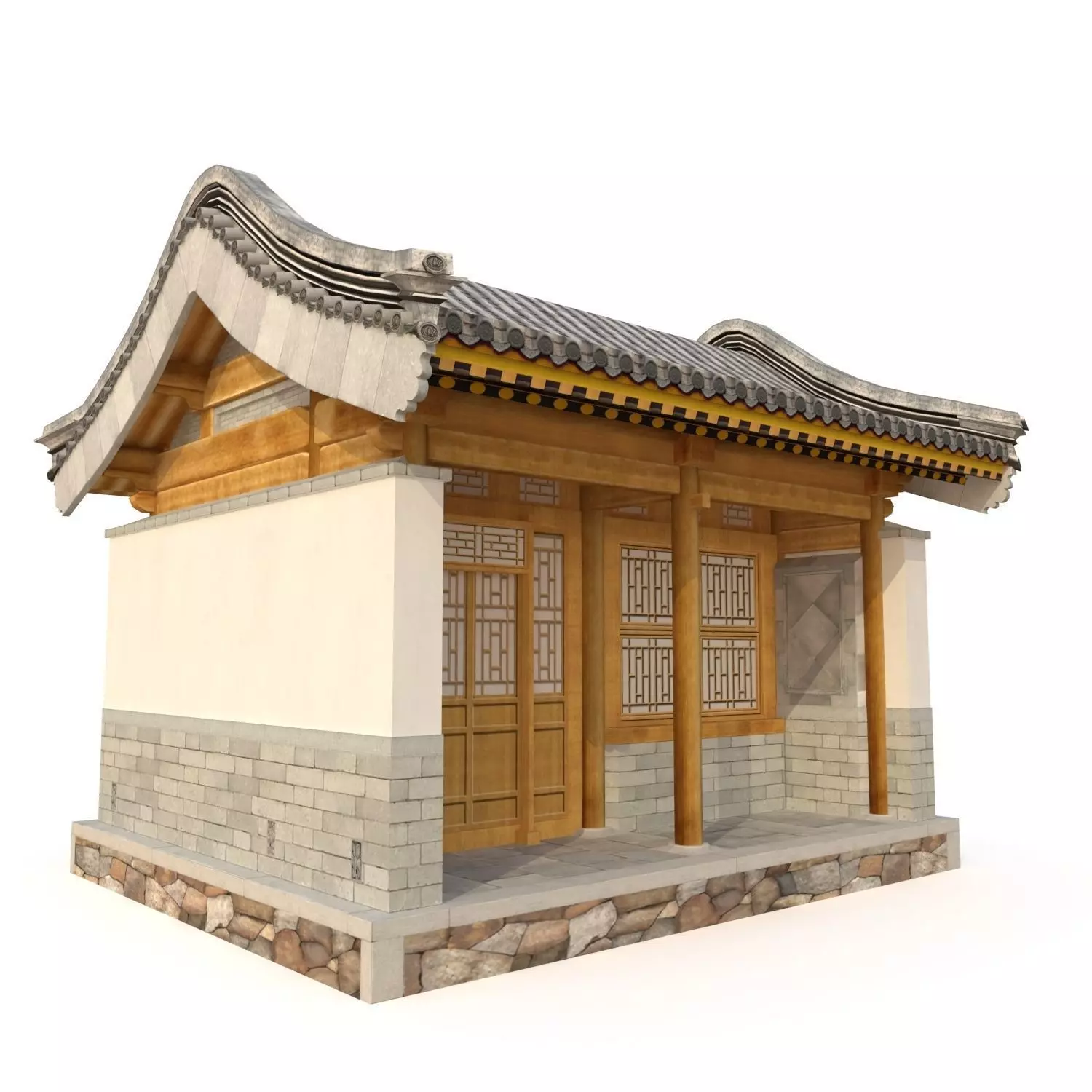 Ancient Chinese Architecture Distribution room 01 Low-poly 3D model_0