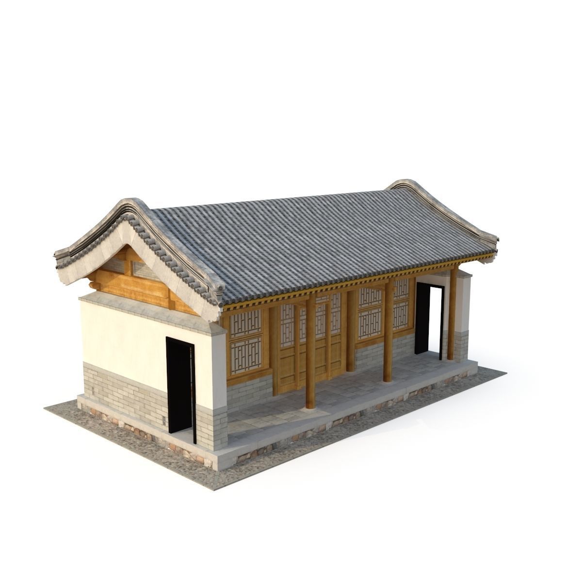 Ancient Chinese Architecture Distribution room 03 Low-poly 3D model_4