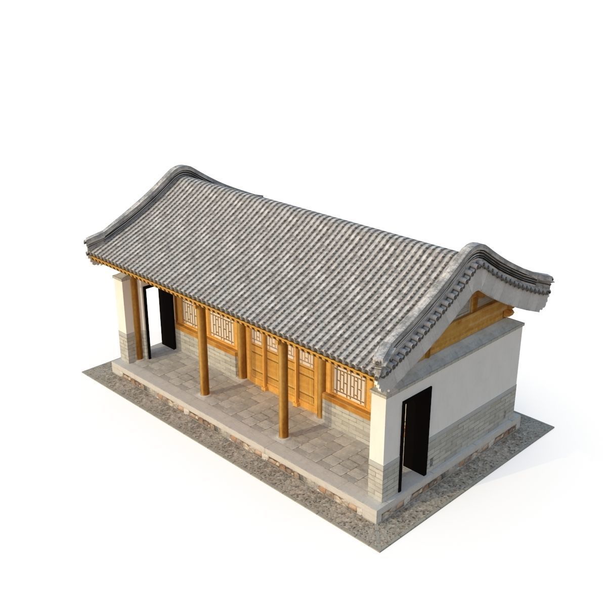 Ancient Chinese Architecture Distribution room 03 Low-poly 3D model_2