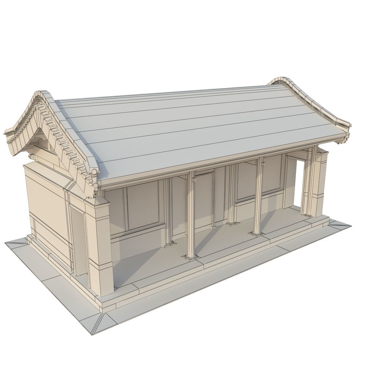 Ancient Chinese Architecture Distribution room 03 Low-poly 3D model_10